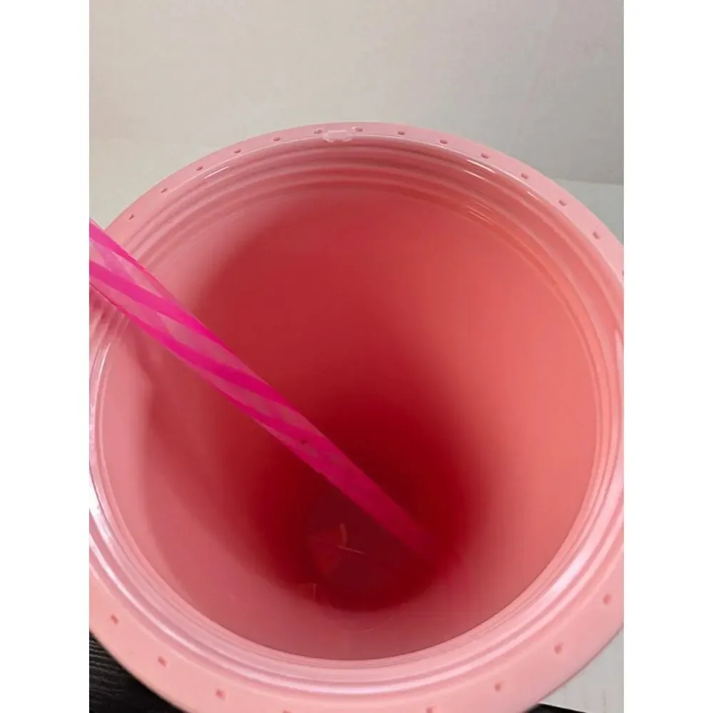 New Starbucks Pink Faceted Cold Cup Tumbler Embossed Siren Logo Lid Straw
